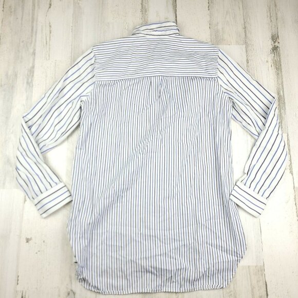 Madewell Women Blue/White Striped Long Sleeve Regular Fit Button Down Shirt XS - Picture 2 of 9